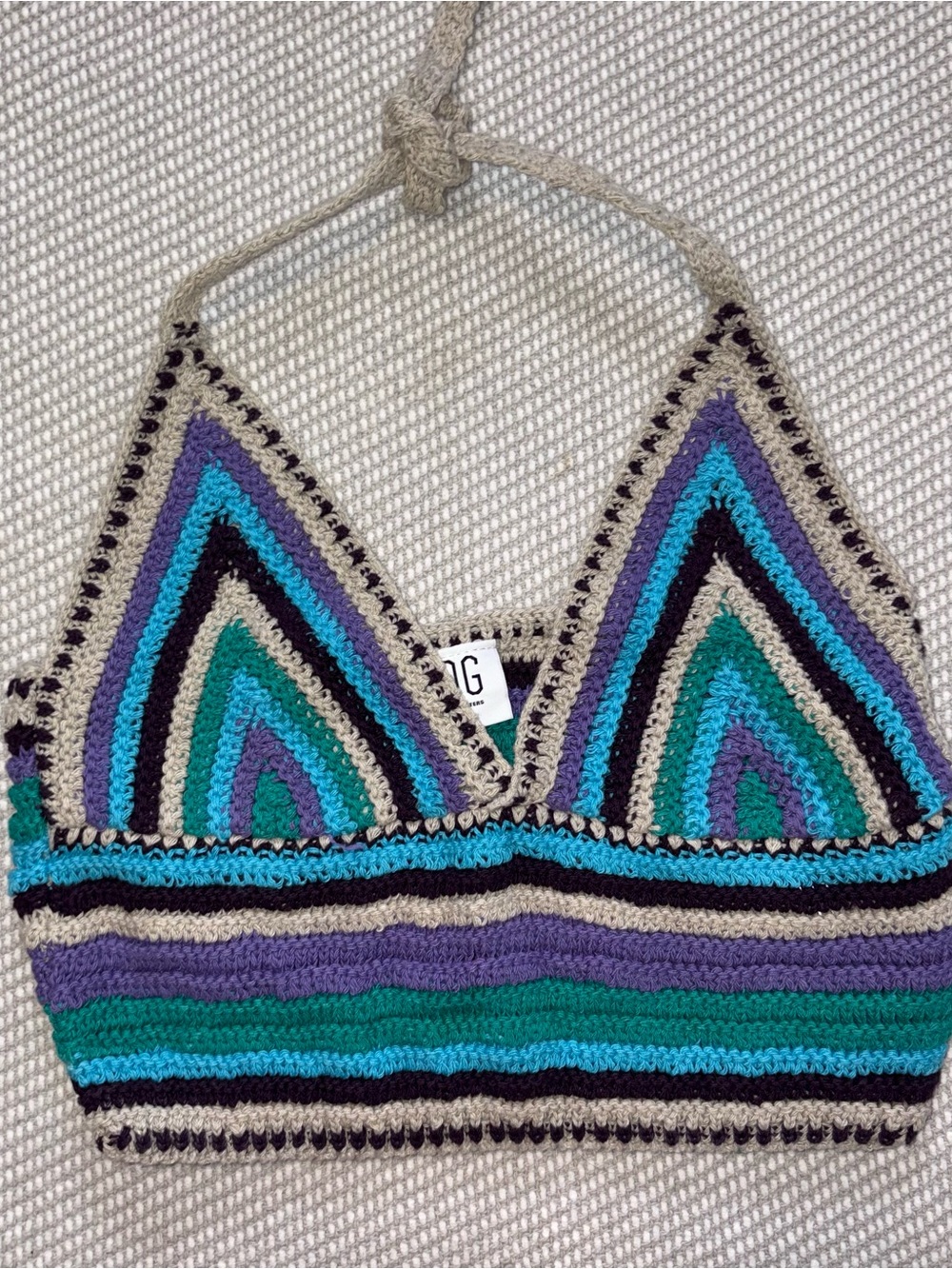 Bdg Urban Outfitters Blue Purple Gigi Crochet Colorful Triangle Bralette Sz M